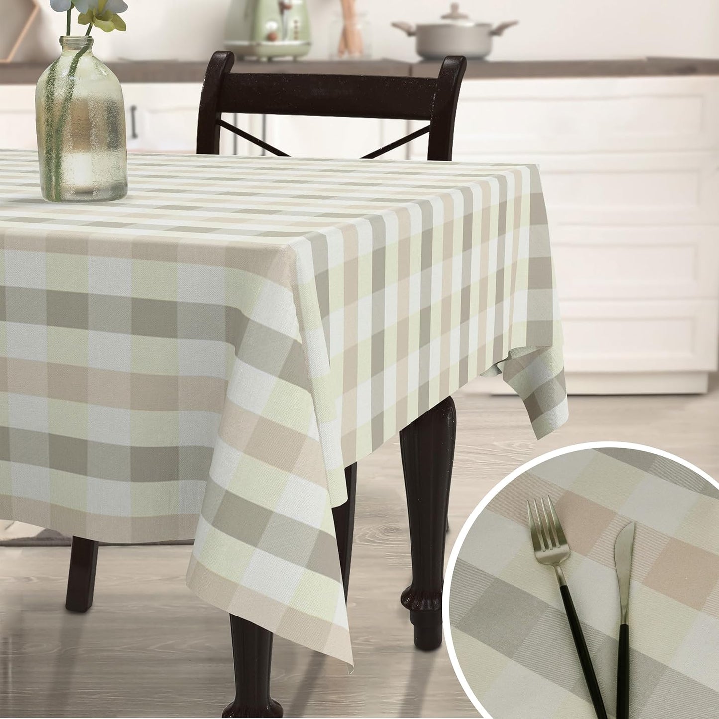 Sunlit Cotton Polyester Blend Fabric Tablecloth, 52"x70" Rectangle Indoor Tablecloth, Water-repellent Durable Washable Table Cover, Decorative Table Cloths for Dining Room, Party, Buffalo Check