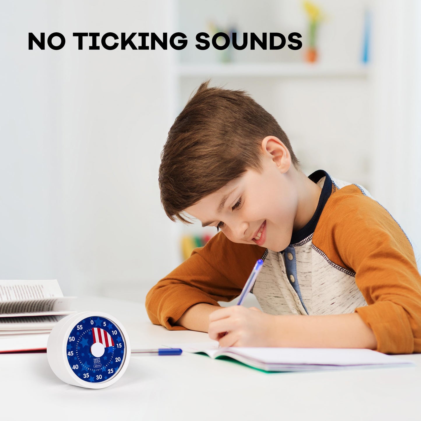 TWENTY5 SEVEN Countdown Timer 3 inch, Silent 60 Minute 1 Hour Visual Timer with Pause Function, Magnetic Classroom Teaching Tool Office Meeting, Countdown Clock for Kids Time Management, National Flag