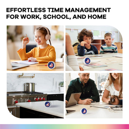 TWENTY5 SEVEN Countdown Timer 3 inch, Silent 60 Minute 1 Hour Visual Timer with Pause Function, Magnetic Classroom Teaching Tool Office Meeting, Countdown Clock for Kids Time Management, National Flag
