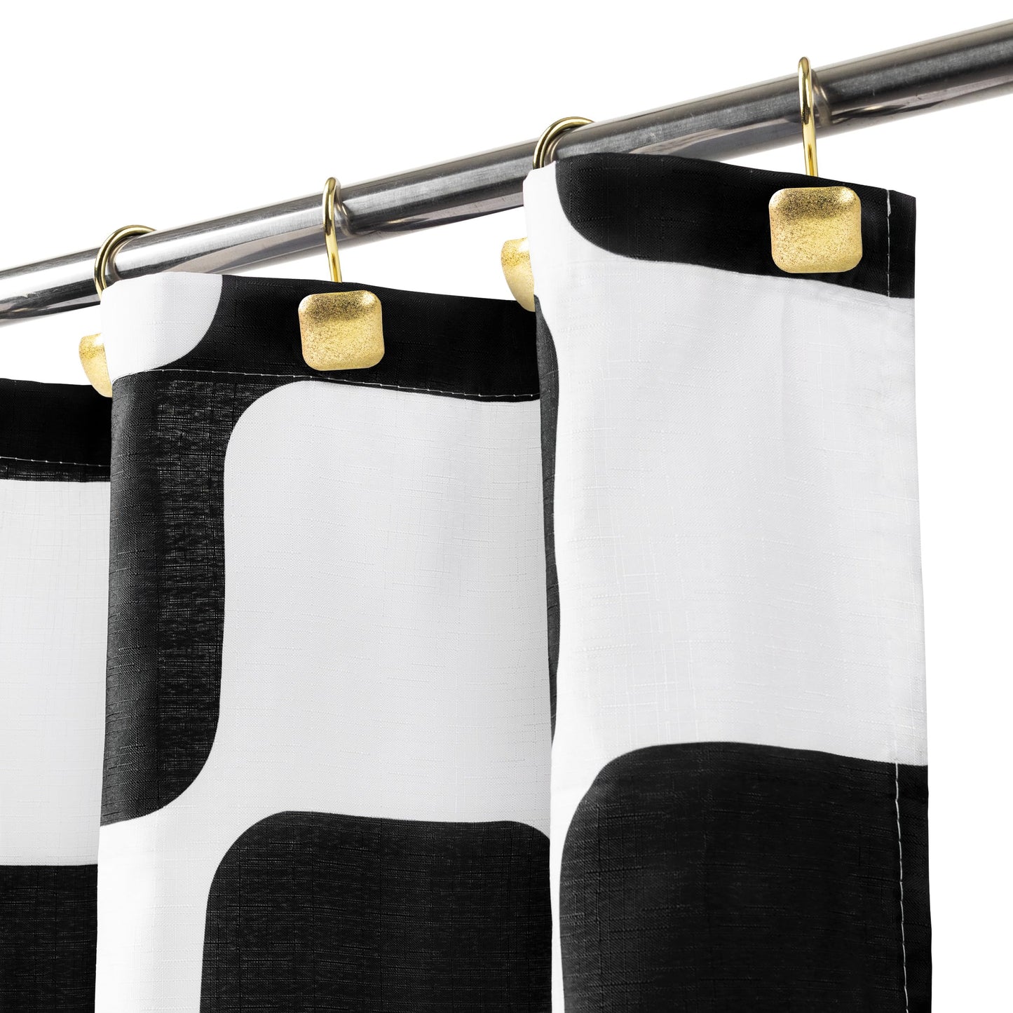 Sunlit Retro Checkered Faux Linen Fabric Shower Curtain, Beige Geometric Design with Organic Rounded Grid Pattern, Mid-Century Modern Bathroom Decor, 72" x 72"