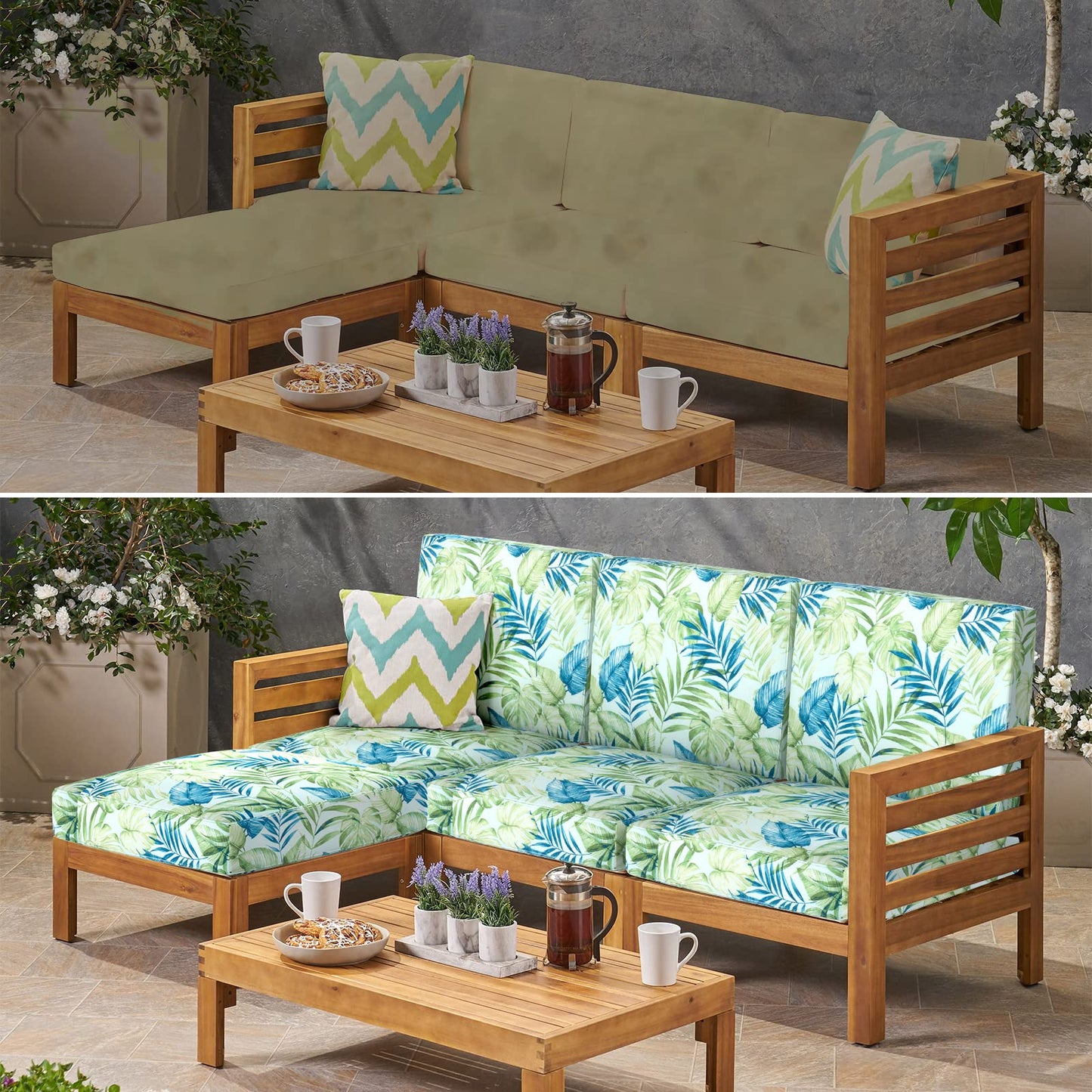 Sunlit Outdoor Bench Seat Cover 42" x 18" x 3", Replacement Cover Only, Water-Resistant Patio Outdoor Bench Cushion Cover, Bench/Settee/Swing Cushion Slipcover, Tropical Leaf, Green