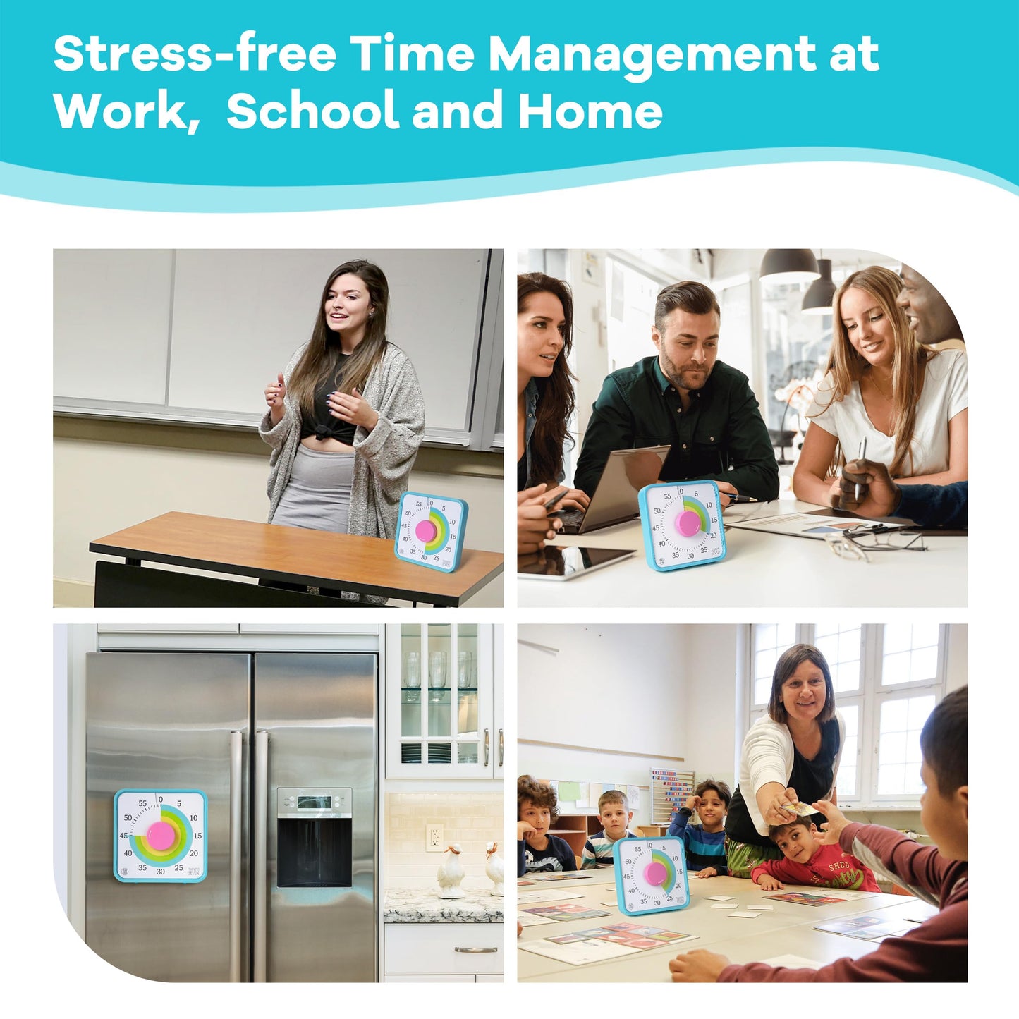 TWENTY5 SEVEN Countdown Timer 7.5 inch; 60 Minute 1 Hour Visual Timer – Classroom Teaching Tool Office Meeting, Mechanical Countdown Clock for Kids Exam Time Management Magnetic, Macaron Sky Blue