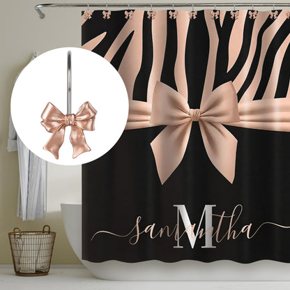 Sunlit Cute Bow Knot Double Shower Curtain Hooks, Home Decorative Shower Curtain Rings for Bathroom, Resin Shower Curtain Hangers Bathroom Accessories, Set of 12, Pink