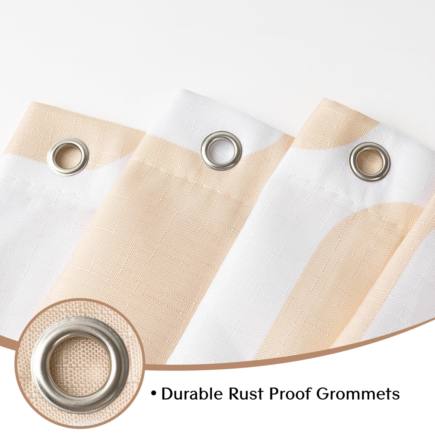 Sunlit Retro Checkered Faux Linen Fabric Shower Curtain, Beige Geometric Design with Organic Rounded Grid Pattern, Mid-Century Modern Bathroom Decor, 72" x 72"