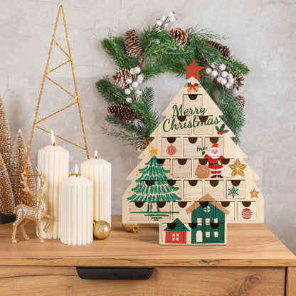 Sunlit Christmas Wooden Advent Calendar with Drawers, Unfinished Wooden, Christmas Tree Shaped Countdown Calendar Ready to Decorate and Personalize | Craft Storage Box | DIY Guru and Crafters