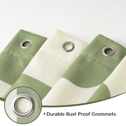 Sunlit Retro Checkered Faux Linen Fabric Shower Curtain, Beige Geometric Design with Organic Rounded Grid Pattern, Mid-Century Modern Bathroom Decor, 72" x 72"