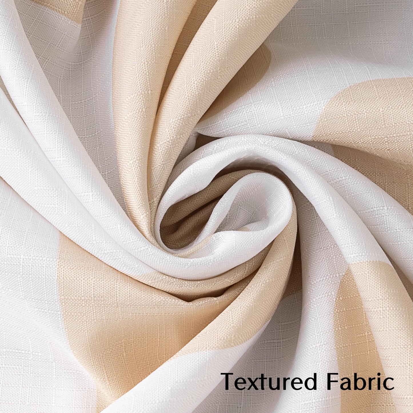 Sunlit Retro Checkered Faux Linen Fabric Shower Curtain, Beige Geometric Design with Organic Rounded Grid Pattern, Mid-Century Modern Bathroom Decor, 72" x 72"