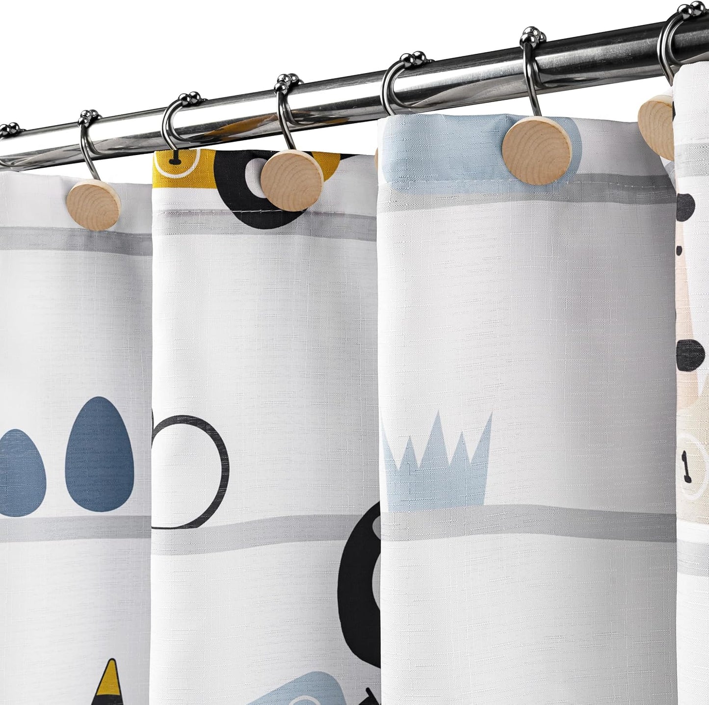 Sunlit Funny Car Race Fabric Kids Shower Curtain, Cute Cartoon Animal Drivers with Giraffe, Lion & Bear, Fun Road Trip Theme Bathroom Decor for Boys and Girls, 72 x 72 Inches