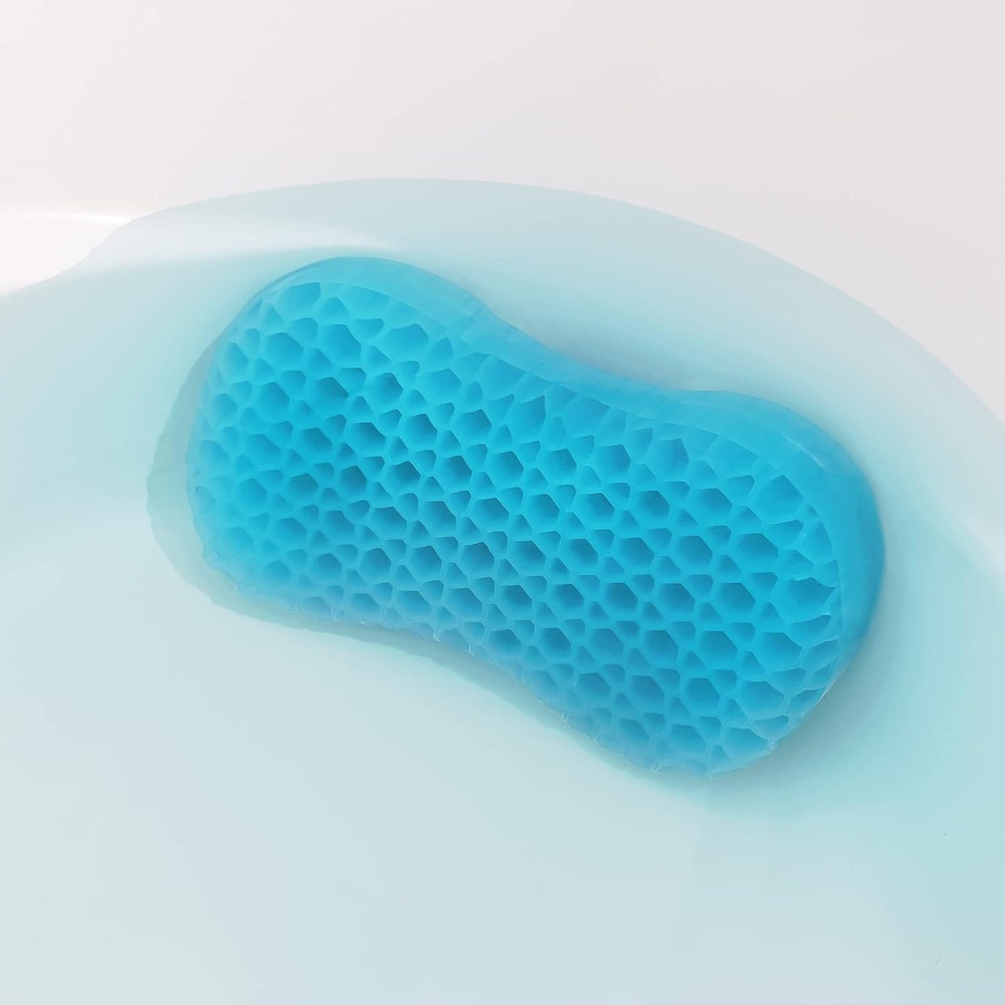 Sunlit Bath Jello Gel Bath Pillows, Lumbar Pillow for Bathtub, Back Support Pillow, Gel Pillow with Non-Slip Suction Cups for Lumbar, Back Rest Support, Fits Curved or Straight Back Tubs, Aqua