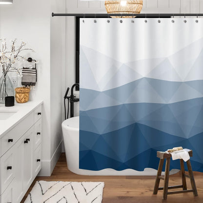 Sunlit Designer Popular Shower Curtain, Ombre Blue Fabric Contemporary Shower Curtains for Bathroom Décor