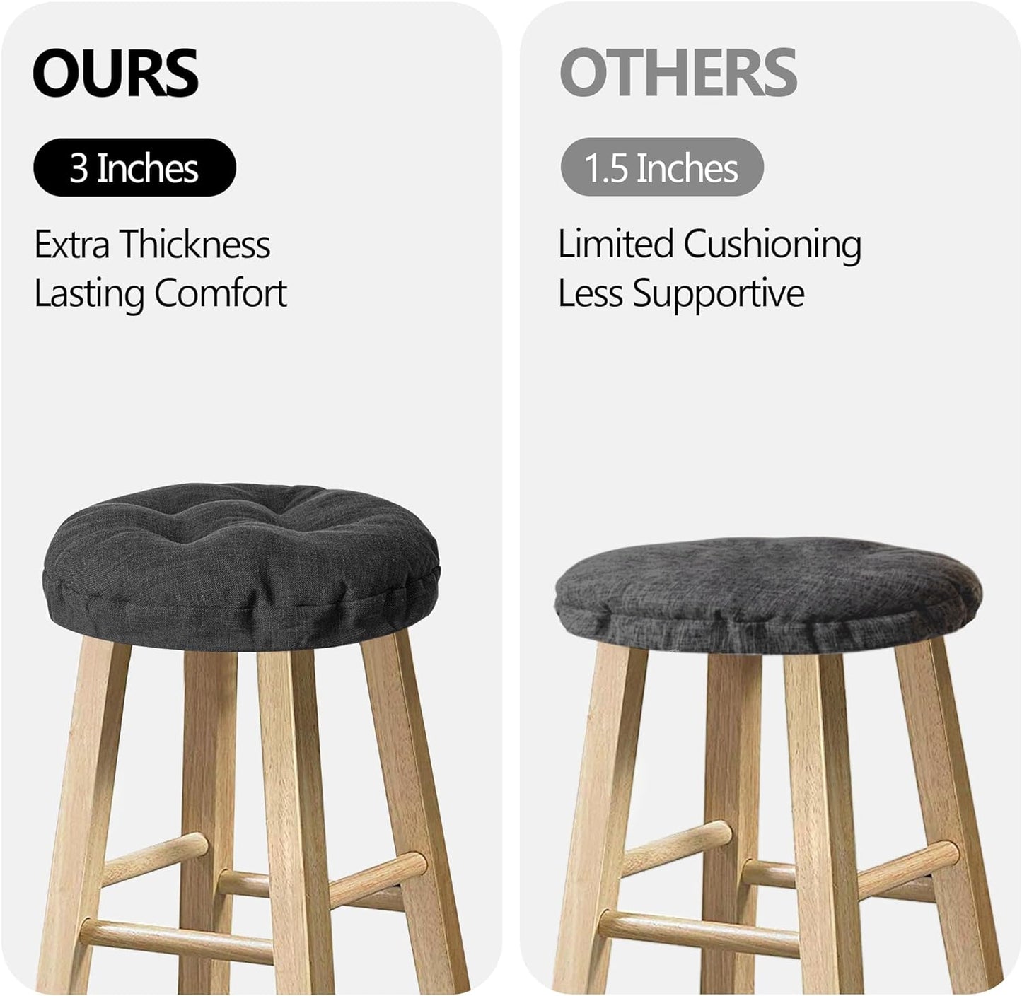 Sunlit Bar Stool Covers - Set of 2 Round Bar Stool Seat Covers, Soft and Cushioned Bar Chair Covers, Easy to Install and Wash, Cover Only, 14 Inch Diameter, Black