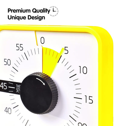 TWENTY5 SEVEN Countdown Timer 7.5 inch; 60 Minute 1 Hour Visual Timer – Classroom Teaching Tool Office Meeting, Mechanical Countdown Clock for Kids Exam Time Management Magnetic, Yellow