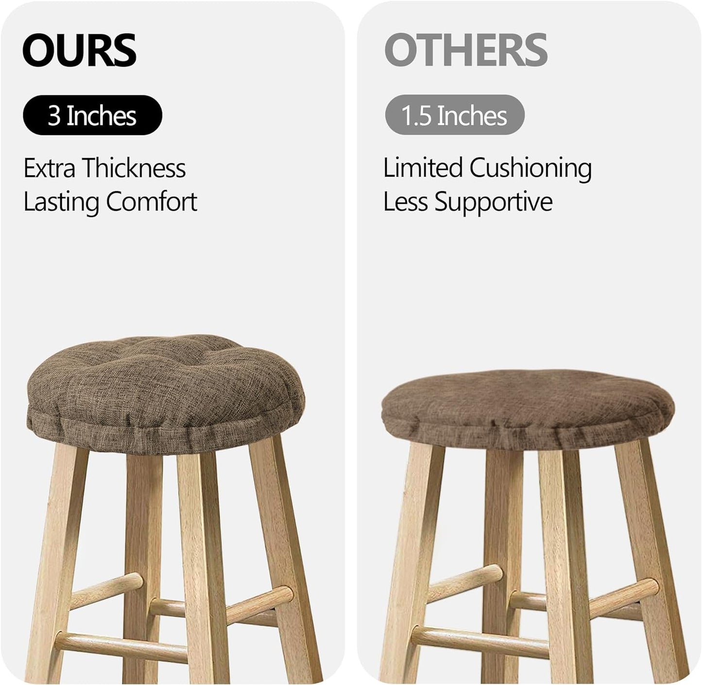 Sunlit Bar Stool Covers - Set of 2 Round Bar Stool Seat Covers, Soft and Cushioned Bar Chair Covers, Easy to Install and Wash, Cover Only, 14 Inch Diameter, Brown