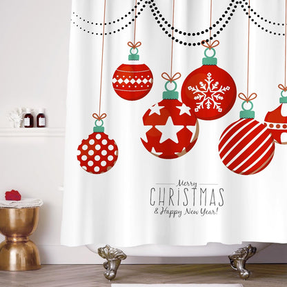 Geometric Modern Design Christmas Shower Curtain Christmas Tree Bathroom Home Office Holiday Wall Decoration as Tapestry and Photo Booth Backdrop Red Green White Printed