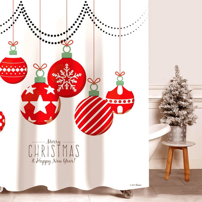 Geometric Modern Design Christmas Shower Curtain Christmas Tree Bathroom Home Office Holiday Wall Decoration as Tapestry and Photo Booth Backdrop Red Green White Printed