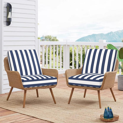 Sunlit Outdoor Cushion Covers, Replacement Cover Only, 4 Pack Water-Repellent Patio Chair Seat Slipcovers with Zipper and Tie, 20" x 18" x 4", Leaf, Blue Yellow