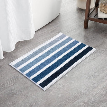 Sunlit 17"x24" Ombre Blue Bathroom Rug Non-Slip Absorbent Soft Bath Mat Set, Floor Mat Dry Fast Machine Washable.