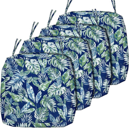 Sunlit Outdoor Cushion Covers, Replacement Cover Only, 4 Pack Water-Repellent Patio Chair Seat Slipcovers with Zipper and Tie, 22" x 20" x 4", Stripe, Navy Blue White