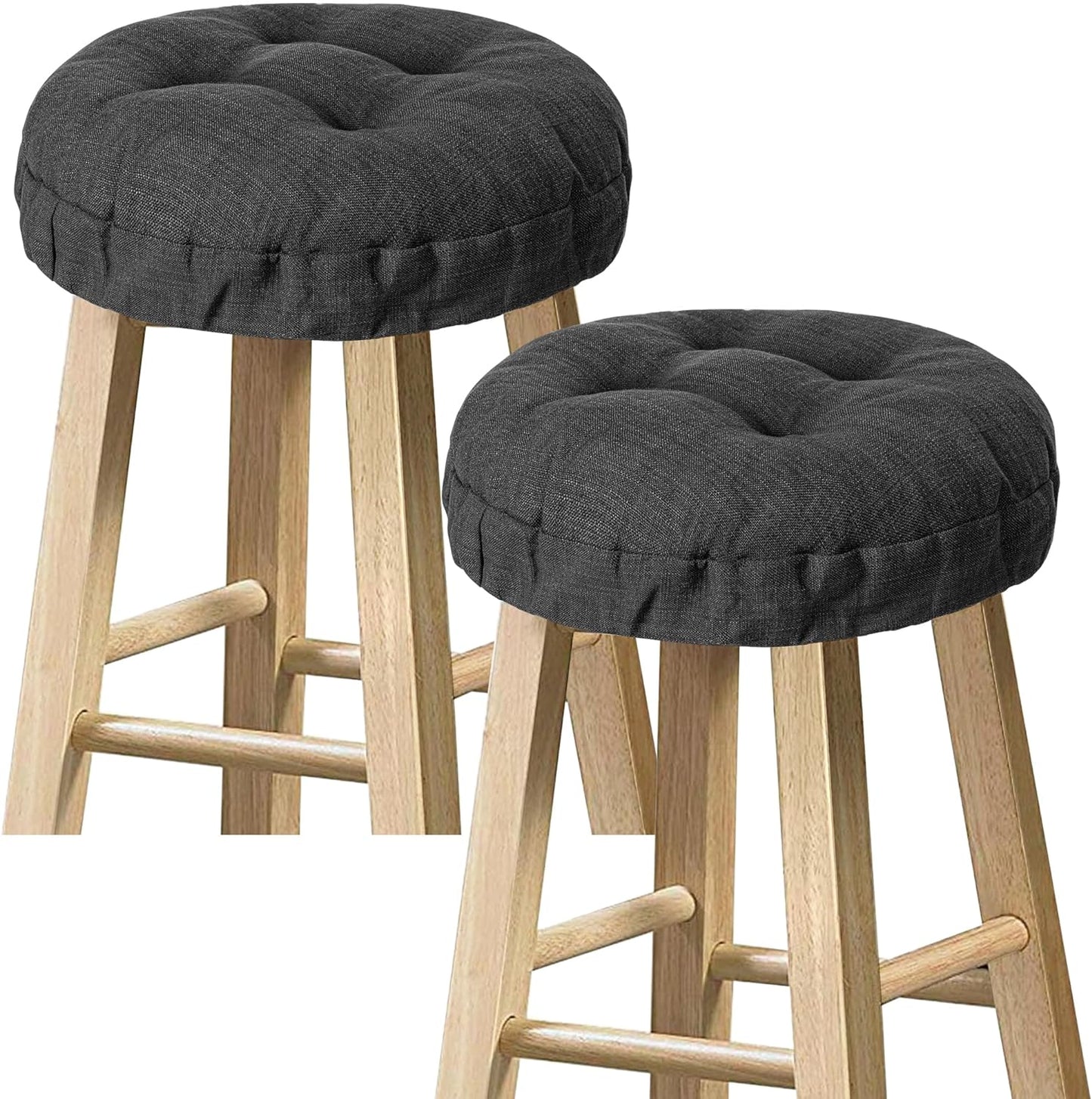 Sunlit Bar Stool Covers - Set of 2 Round Bar Stool Seat Covers, Soft and Cushioned Bar Chair Covers, Easy to Install and Wash, Cover Only, 14 Inch Diameter, Gray