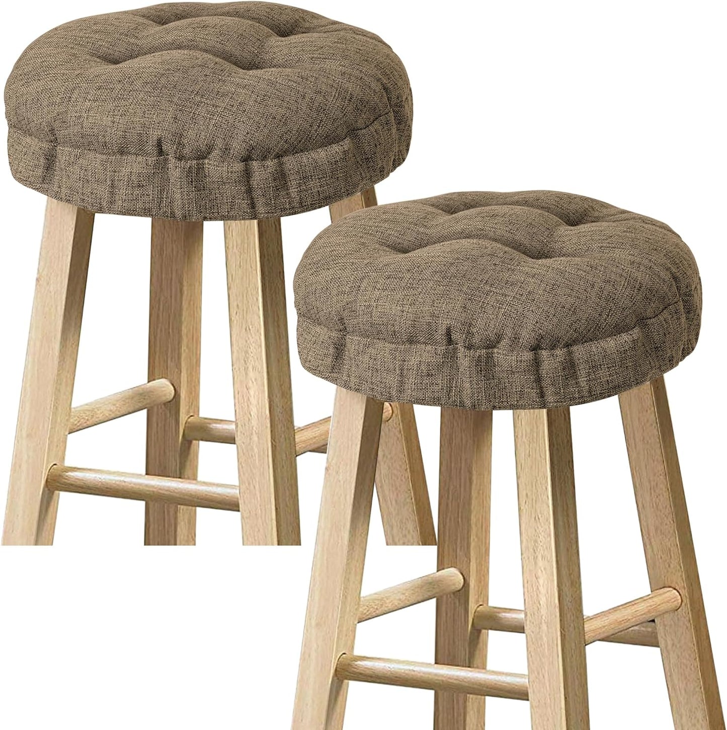 Sunlit Bar Stool Covers - Set of 2 Round Bar Stool Seat Covers, Soft and Cushioned Bar Chair Covers, Easy to Install and Wash, Cover Only, 14 Inch Diameter, Brown