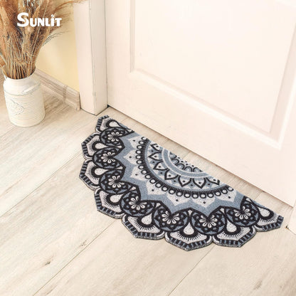 Sunlit Mandala Welcome Mats, 33.5" x 15.8", Indoor Outdoor Non-Slip Front Door Mat, Front Door Decor, Low Profile Entryway Rug, Easy to Clean Door Mat for Back Door Waterproof, Green