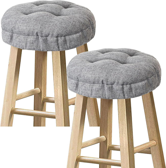 Sunlit Bar Stool Covers - Set of 2 Round Bar Stool Seat Covers, Soft and Cushioned Bar Chair Covers, Easy to Install and Wash, Cover Only, 14 Inch Diameter, Gray